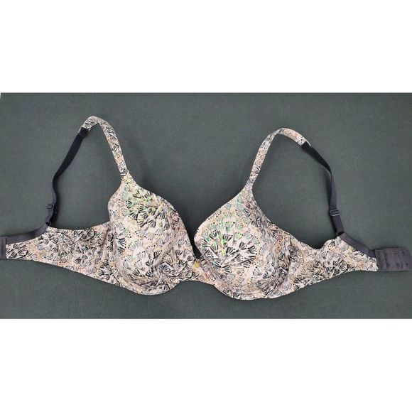 Victorias Secret Lined Perfect Coverage Bra 34D Floral Sequins Pretty Great - Picture 3 of 6